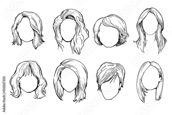 Fototapeta Set of Woman hairstyles.