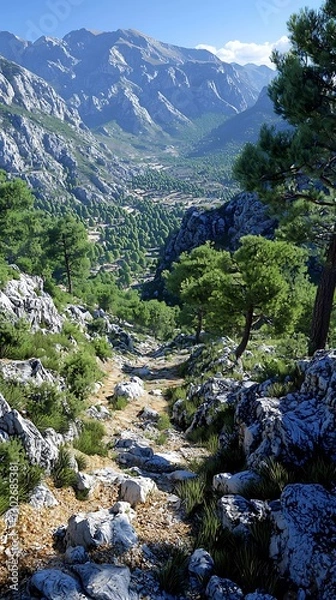 Fototapeta Mountain Trail Valley View