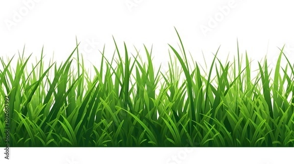 Fototapeta Realistic vector seamless grass border with fresh blades of grass