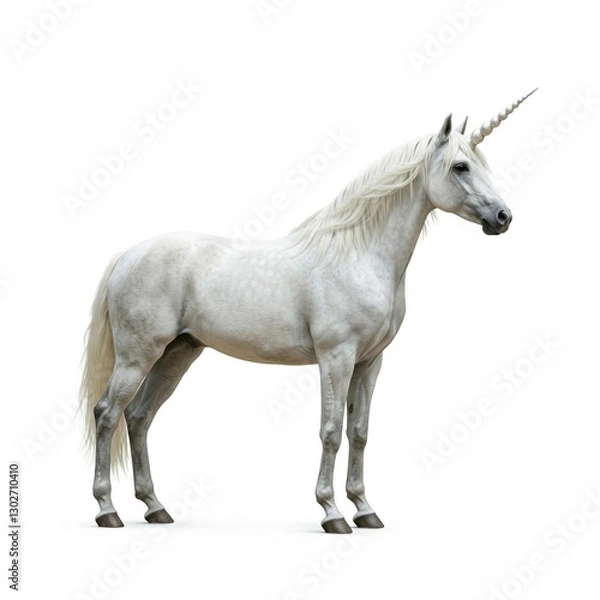Fototapeta A white unicorn on a white background