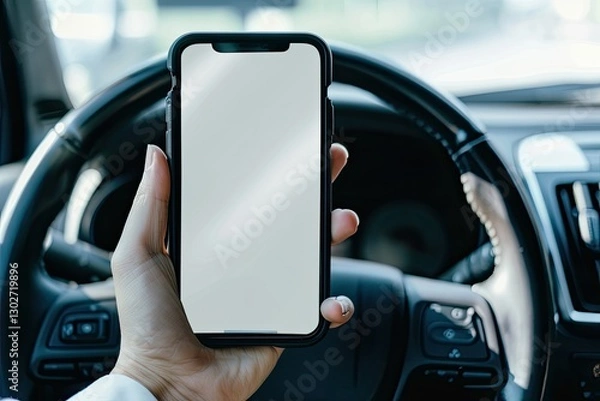 Fototapeta High Definition Visual of Cropped Shot View the Driver Uses the Phone While Driving