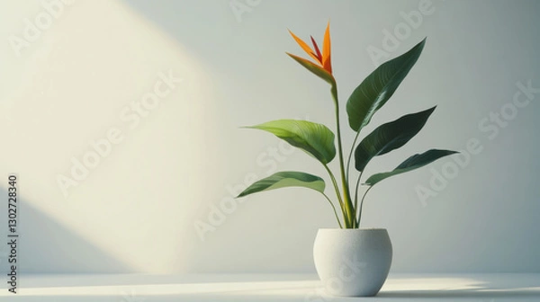 Fototapeta a strelitzia-nicolai that is two meters high, not blooming, only leafes in front of a white background 