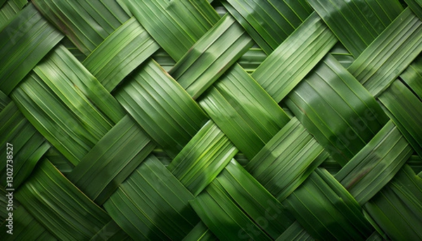 Fototapeta Ketupat (rice dumpling) texture background. Woven palm leaf. Seamless background.