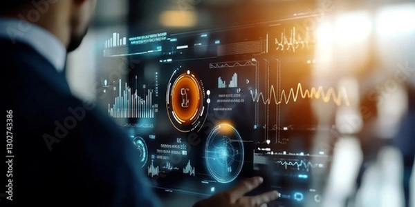 Fototapeta Innovative technologies for business analytics and data visualization in a modern corporate setting