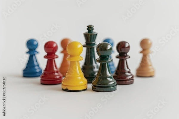 Fototapeta Vibrant Image of Different Colored Pawns Arrangement
