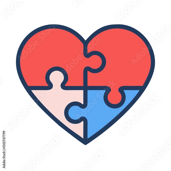 Fototapeta Creative heart-shaped puzzle icon design perfect for representing love, relationships, connection, and problem-solving themes in various projects