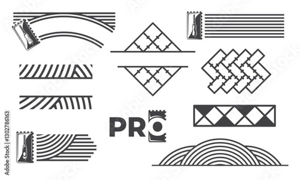 Fototapeta Tiling icons set isolated on white background. Vintage laying tiles template. Design elements. Vector illustration