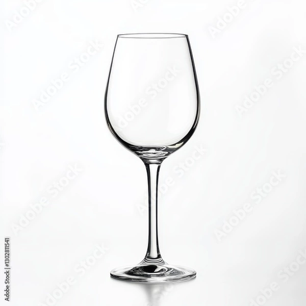 Fototapeta Elegant Clear Empty Wine Glass Standing on White Surface Clean Simplicity Drinkware Studio Shot