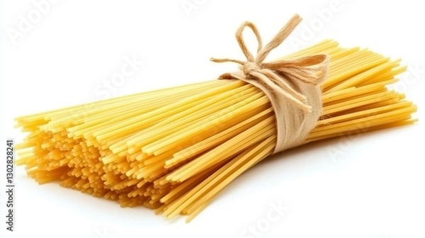 Fototapeta Artistic Arrangement of Flat Linguine Pasta on Bright White Surface
