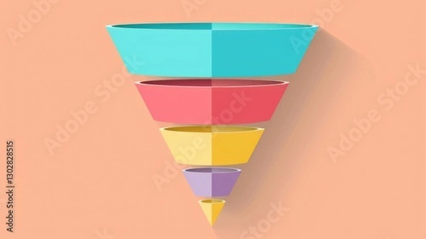 Fototapeta Multicolored Inverted Funnel Diagram on Peach Background