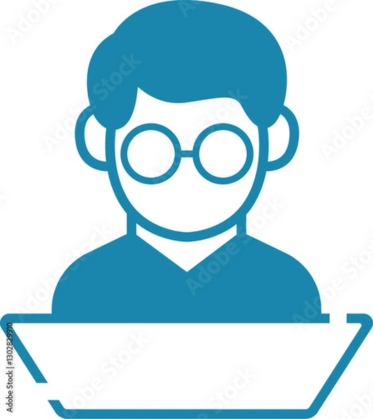 Obraz boy is reading a book or called a Bookworm logo vector illustration