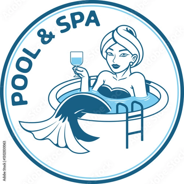 Obraz Mermaid Pool & Spa illustration logo vector