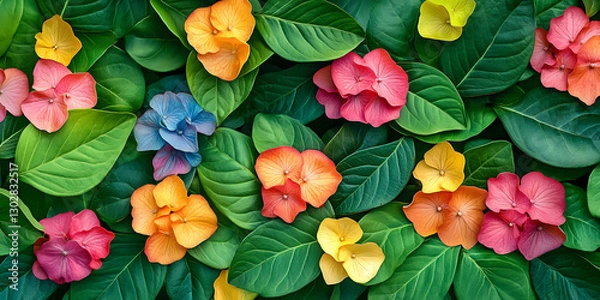 Fototapeta Vibrant Geometric Floral Pattern with Bold Colors and Rich Textured Wallpaper Design