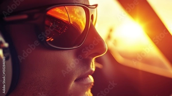 Fototapeta Pilot activities while inside and outside the aircraft monitor the condition of the aircraft before taking off and carrying out air travel with dynamic blur display