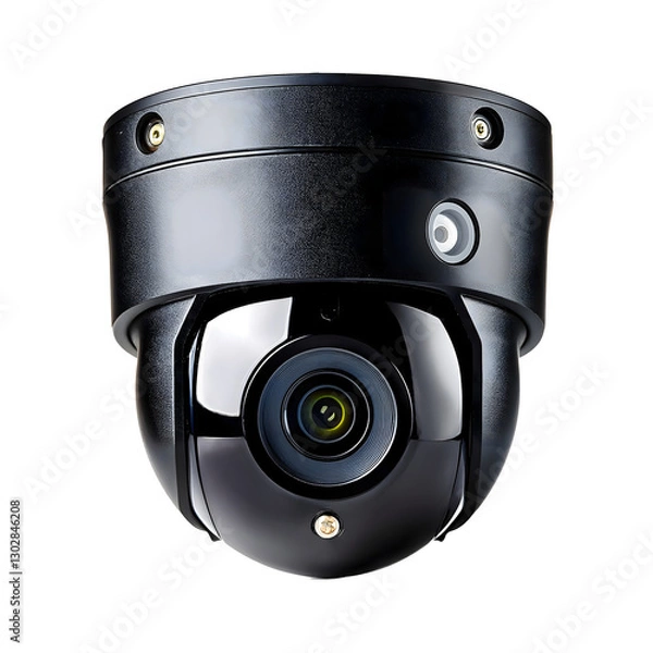 Obraz Black dome security camera isolated on transparent background, network surveillance png