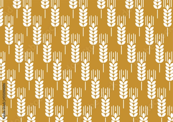 Fototapeta Vector pattern with silhouettes of wheat ears. Natural, organic. Template, background