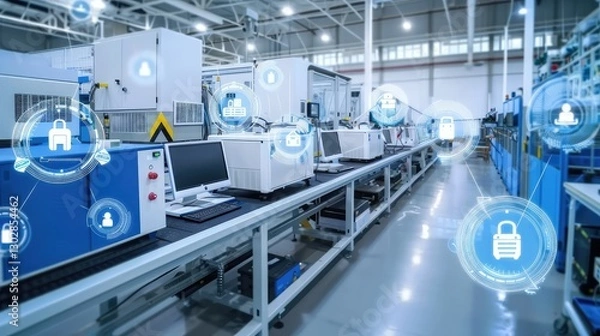 Fototapeta High-Tech Modern Smart Factory with Automated Robotics System