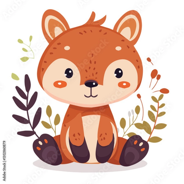 Obraz cute, animal, character, cartoon, vector, illustration, happy, set, graphic, design, baby, funny, zoo, art, background, adorable, collection, isolated, giraffe, children, bear, child, lion, wild, prin