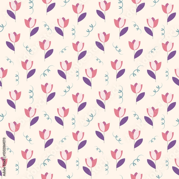 Obraz Seamless  pattern with tulips