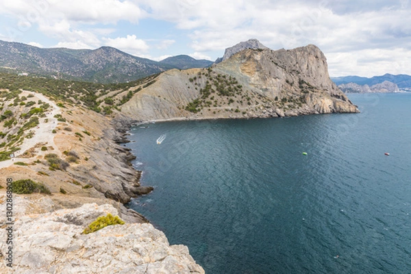 Obraz Views from the Golitsyn Trail - a mountain trail carved on the slope of Mount Koba-Kaya, located along the coastline southwest of the village of Novy Svet, Crimea, Russia