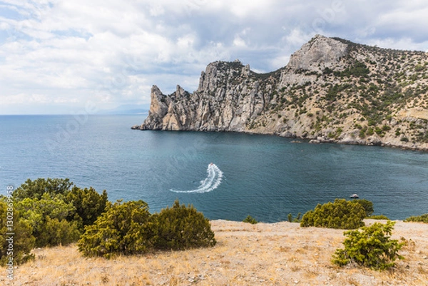Obraz Views from the Golitsyn Trail - a mountain trail carved on the slope of Mount Koba-Kaya, located along the coastline southwest of the village of Novy Svet, Crimea, Russia