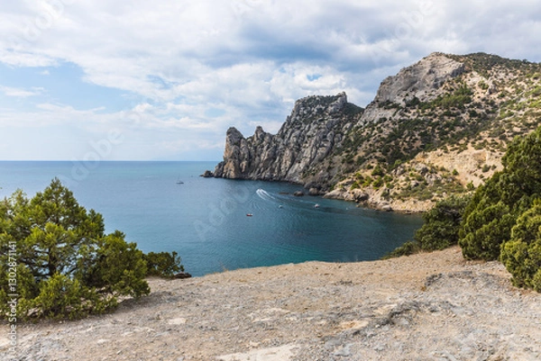 Obraz Views from the Golitsyn Trail - a mountain trail carved on the slope of Mount Koba-Kaya, located along the coastline southwest of the village of Novy Svet, Crimea, Russia