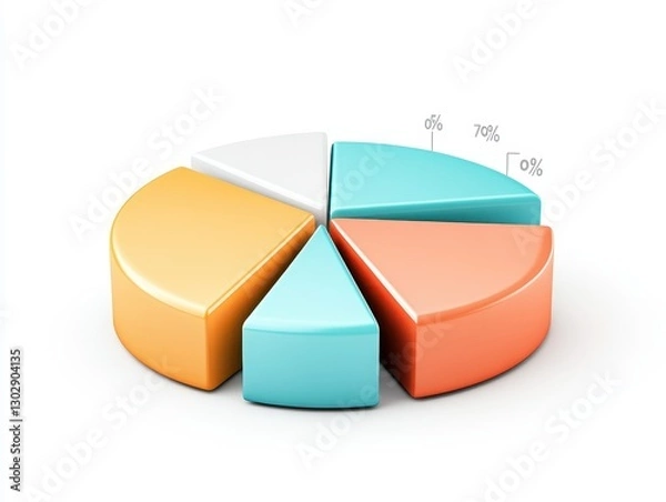 Fototapeta Colorful pie chart illustrating percentage distribution of data segments