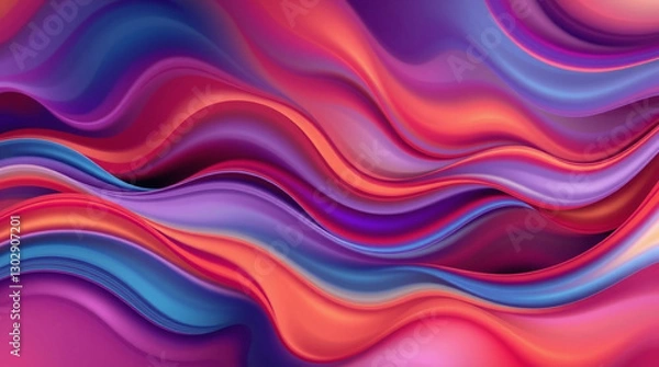 Fototapeta Abstract design with soft, flowing waves in purple, red, and pink, creating a soothing and colorful visual effect.