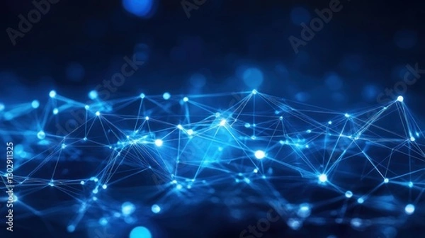 Fototapeta Abstract Network Connection: Digital Data Flow and Interconnectivity