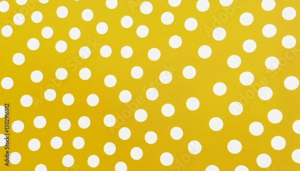 Fototapeta Yellow and beige colored polkadot pattern background with dots in abstract shapes and sizes as stylish wallpaper design or wrapping paper