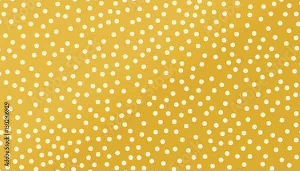Fototapeta Yellow and beige colored polkadot pattern background with dots in abstract shapes and sizes as stylish wallpaper design or wrapping paper