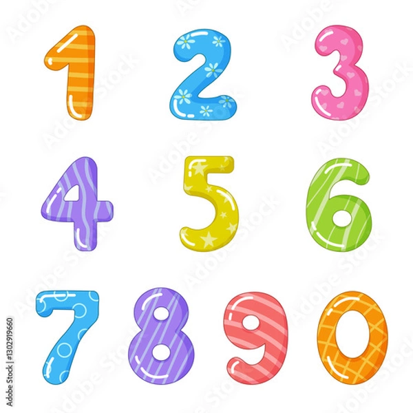 Fototapeta Vector collection of numbers in colorful style