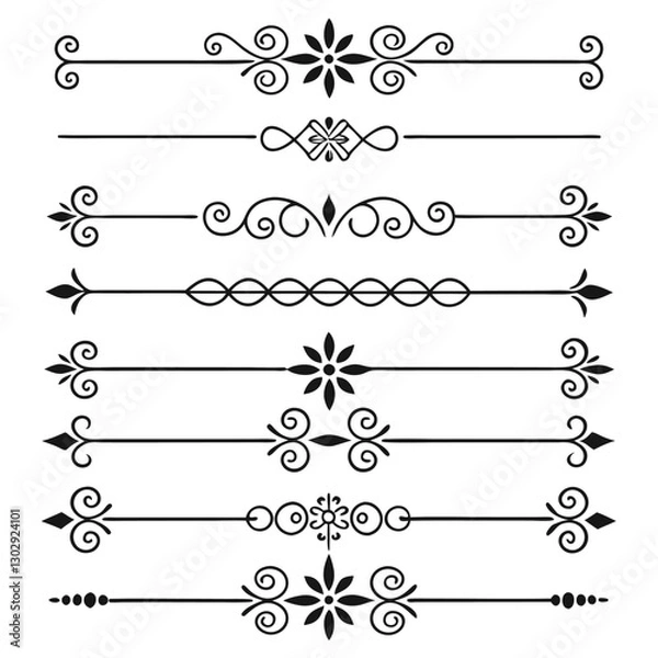 Fototapeta Flourish Line Borders and Decorative Frame Elements