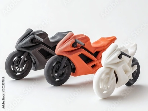 Fototapeta 3D Printed Toy Motorbikes with Natural Lighting