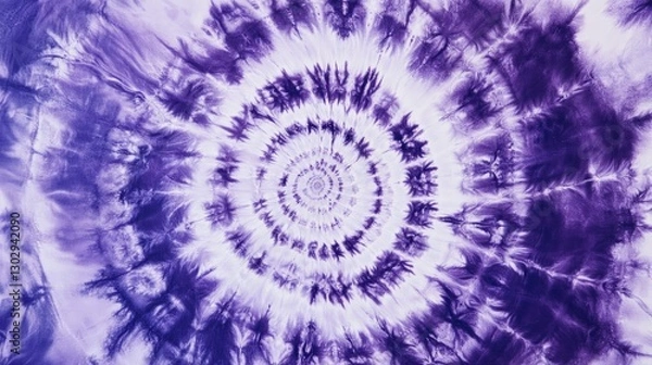 Fototapeta A tie-dye pattern with purple and white colors, showcasing the intricate details of each spiral in high resolution