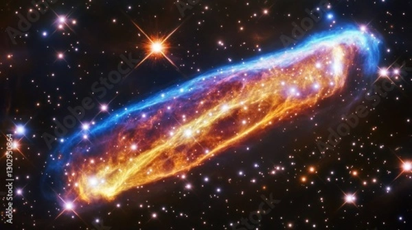 Fototapeta Veil Nebula Glowing in Space with Starry Background