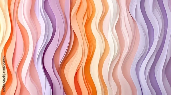 Fototapeta Elegant Abstract Background with Flowing Pastel Colored Wavy Ribbons