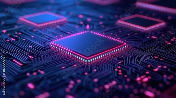 Fototapeta Grid Computing concept. Vibrant Visualization of Parallel Digital Computing Processes