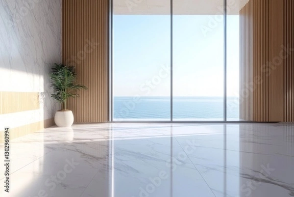 Fototapeta Modern Empty Room with Ocean View
