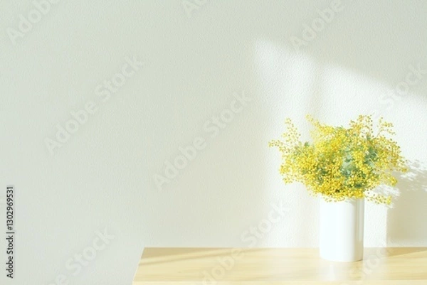 Obraz ミモザの花のあるテーブル