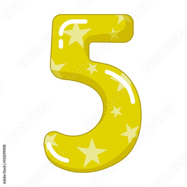 Fototapeta Vector illustration of the number five in a colorful style