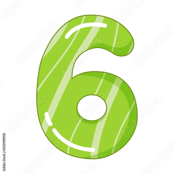 Fototapeta Vector illustration of the number six in a colorful style