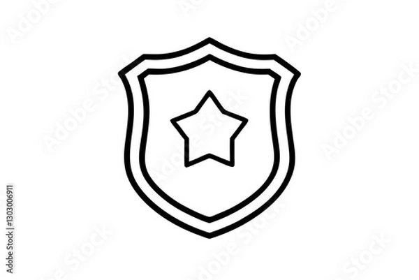 Obraz "Line Art Police Badge Icon for Security and Law Enforcement - SVG Vector Design"

