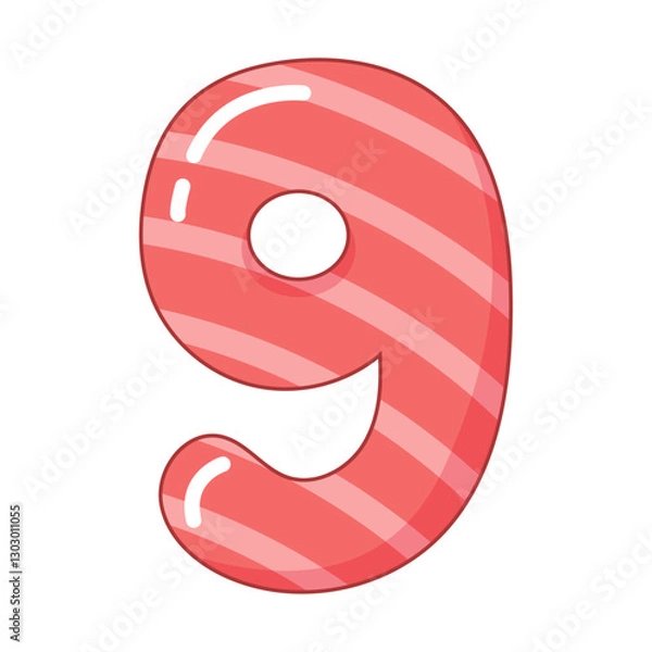 Fototapeta Vector illustration of the number nine in a colorful style