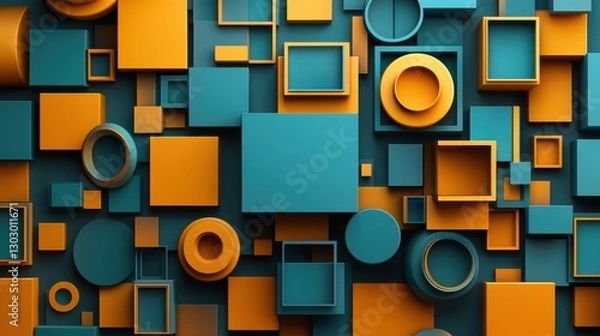 Fototapeta Vibrantly Designed Geometric Shapes in Vivid Colors Creating a Dynamic Visual Experience