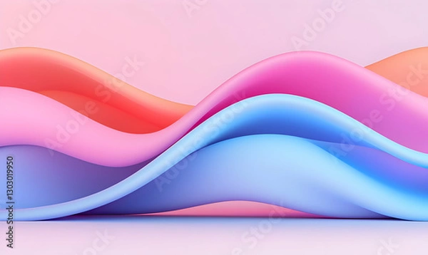 Fototapeta Abstract Colorful Waves in Soft Pink and Blue Tones
