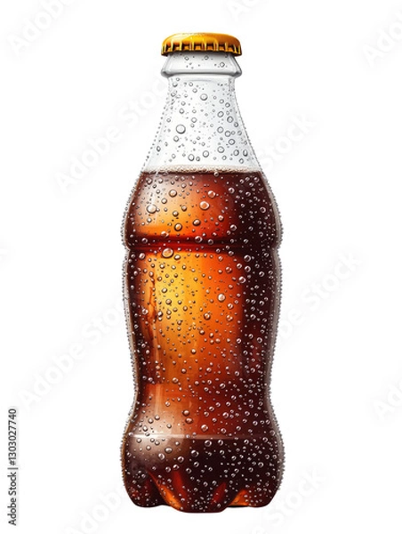 Fototapeta A realistic classic glass cola bottle on transparent background