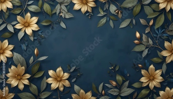 Fototapeta Artistic Background with Navy Blue and Metallic Gold Accents