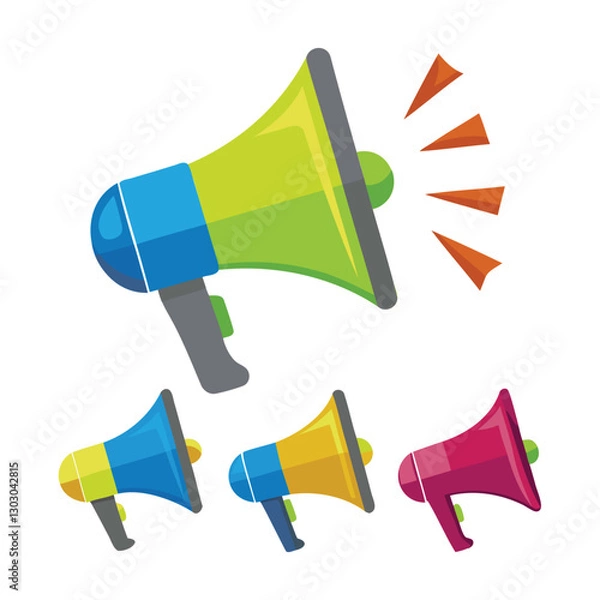 Fototapeta set of 4 megaphone icons of vector illustration isolated on a white background