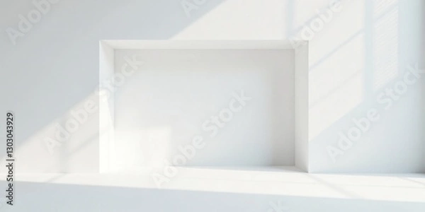 Fototapeta Sunlit Recessed Alcove in a Minimalist Room with Subtle Shadows